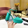 rhinestone sandal slipper designers womens platform heel dress shoes Classic triangle buckle Embellished Ankle strap 13CM high Heeled women sandal 34-43 with box