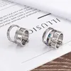 Ringas de banda anéis de aço inoxidável da moda para mulheres meninas três camadas Numbers romanos zircão no casamento feminino anéis de jóias de moda P230411