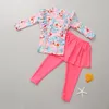 Childrens swimwear girls clothes long sleeves pants beach sunscreen quickdrying medium and older childrens split swimsuit 230411