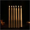 Candles 6 Pieces Plastic Flickering Flameless Led Taper With Flame 28 Cm Yellow Amber Battery Christmas Drop Delivery Home Garden Dhh5Y