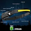 Head lamps Induction Headlamp Rechargable LED Head Flashlight Built-in Lithium Battery 5 Lighting Modes Outdoor Camping Fishing Lantern P230411