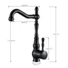 Bathroom Sink Faucets Quyanre Black Bronze Retro Antique Brass Basin Single Handle Mixer Tap 360 Rotation Kitchen Taps 230410