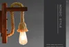 Wall Lamp American Style Pastoral Rope Vintage Wooden Light For Restaurant Coffee Shop Bar Decor E27 Cap(Without Bulb)