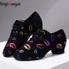 Tacco 222 Sneaker High Sneakers Ballroom Dance Latin Woman Black Red Rosso Scarpe da ballo da donna per donne Stampa per labbra 230411