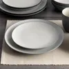 Assiettes Assiette à dîner en ardoise Coupe 10 1/2", ensemble de 4 en gris/ardoise
