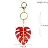 Red Palm Leaf Neychain Christmas Green Leaf Metal Keychain Vacker och färsk bladform Key Ring Festival Gift Ladies Accessories AirPods Bag Pendant