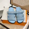 luxury Designer Slides men women Mules sandals slippers Flat shoes classic Buckle beach summer outdoor leather flip-flops casual Walking shoes Scuffs size 35-46