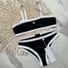 Women Beach Bra Briefs Contrast Color Swimwear Sexy Split Bikinis Set Summer Holiday Pool Party Bathing Suit