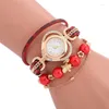 Wristwatches Multilayer Beaded Love Dial Wrapped Bracelet Watch Women's Creative Decoration Ethnic Style Trend Relojes