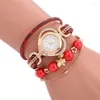 Armbanduhren Multilayer Beaded Love Dial Wrapped Bracelet Watch Damen Kreative Dekoration Ethnic Style Trend Uhren