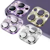 Glitter Rhinestone Camera Lens Screen Protector Capa para iPhone 14 13 12 11 Filme Pro Max Metal Metal Ring para Apple 13 12 11Pro 14