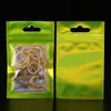 Matt zip plastpåsar aluminium folie hologram matpåse litet vattentätt dragkedja återlämnbar lås påsar paket väska med fönster