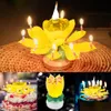 Candles Innovative Party Cake Topper Musical Lotus Flowating Rotating Happy Birthday Candle z 8 małym C19041901 Drop dostawa home gard dhvmz