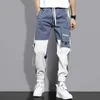 Men's Pants Streetwear Spring Casual Men's Pants Cotton Harem Ribbons Joggers Men Patchwork Fashion Ankle Length Jogger Pants For Boys W0414