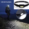 Lampy na głowę Przenośna mini latarka Cob Reflektor LED Mocne kemping na świeżym powietrzu Mini Night Riding Reflektor P230411