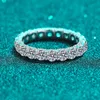 Mit seitlichen Steinen Smyoue 2,1 Karat Weißgold plattierte Ringe für Frauen 100 % 925 Sterling Silber Full Enternity Diamond Band Ehering GRA 230410