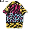 Camicie casual da uomo Camicie tropicali da spiaggia stampate leopardate Camicie a maniche corte da uomo con colletto rovesciato Street Hip Hop 230410