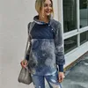 Women's Sweaters 2023Ladies Winter Tie-Dye Lapel Turtleneck Fluffy Sweater Pullover Chic Streetwear Long Sleeve High Quality Patch Teddy