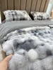 Bedding sets Fur grade rabbit plush A version 450g rabbit plush B version 220g milk plush four piece set winter thickened warm bedding 231110