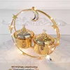 Articles de nouveauté Eid Mubarak Plateau de noix en métal doré avec décor léger du Ramadan pour la maison Eid Al Adha Islamique Ramadan Kareem Festival musulman Ornement Z0411