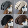 6 colori moda twist cappello hip-hop piviere bordo inverso lavorato a maglia autunno e inverno caldo pile di lana uni consegna di goccia Dhjrd