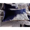 Conjuntos de cama Azul Sier Silk Algodão Cetim Jacquard Luxo Conjunto Chinês Queen King Size Folha de cama / Spread Duvet Er H0913 Drop Delivery Hom Dhimr