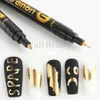 Nagellack Metallic Gold Nail Polish Art Waterproof Nail Marker Pen for Design Graffiti Ritning av blyertslinjer som målar Gel Manicure Tools 231110