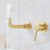 Zlew łazienkowy krany Basen szczotkowane złote ukryte na ścianie kran 360 rotacja pojedyncza uchwyt zimna wodna mikser w kąpieli 230410