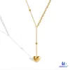 Подвесные ожерелья французская стильная мода 18 тыс. Золотая из нержавеющей стали форма y chock choker coker heart girt love fired для женщин/Гир