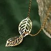 Chains Anti-allergy France Gold-plated Color Bath Sleep Without Picking Texture Hollow Leaf Necklace.