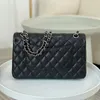 10a toppnivå replikering Luxury Chain Bag Designer Crossbody Bag Handväskor Caviar äkta läderflikväska 25 cm aftonväska med låda gratis frakt