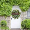 装飾的な花の花輪グリーンユーカリとウェルカムサイン人工春の夏の正面玄関壁の装飾230410