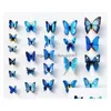 Adesivos de Parede Qualificado 12 Pcs Decalque Decorações de Casa 3D Borboleta Arco-íris Pvc Papel de Parede para Sala de estar Drop Delivery Garden Dhj0r