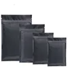 Empty Matte Black Aluminum Foil Zipper Lock Bag Resealable Herbal Powder Coffee Buttery Seeds Tea Heat Sealing Pouches bags