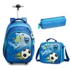 School Bags Wheeled Backpack Bag Lunch Set Rolling With Wheels Student Trolley For Girls