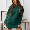 Casual Dresses 2023 Autumn Winter Sport Women's Dress Hoodies Long Sleeve Pocket Female Black Loose Fashion Clothes Ladies