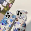 Luxurys designer Phone case in iphone in cell for iPhone7/8 11 11Pro 12 13 14 Printed Magnetic suction Case Double layer flowers transparent ins wind