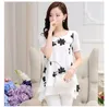 Women's Blouses M-3XL Large Size Women Clothes For Summer 2023 Short Sleeve O Neck Chiffon Blouse Black/White Embroidery Loose Fit Casual