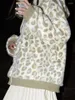 Giacca da donna invernale in pelliccia sintetica di lana sintetica da donna Taglie forti Giacche carine fuzzy Cappotto con colletto e cappuccio con stampa leopardata Cappotto oversize per ragazze