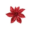 Flores decorativas 5pcs/lote 7cm de Natal Poinsétia de brilho artificial para ornamentos de árvores decoração de flores falsas