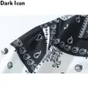 Chemises décontractées pour hommes Dark Icon Noir Blanc Couleur Contraste Bandana Shirt Hommes Street Fashion Polo Chemises Hawaïennes Homme 230410