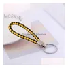 71 Colors Pu Leather Braided Woven Keychain Rope Rings Fit Diy Circle Pendant Key Chains Holder Car Keyrings Jewelry Accessories Drop Dhsny