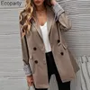 Trench da donna Primavera Estate Moda Blazer sottili Giacche per donna Tinta unita Risvolto Tasche doppio petto Cappotto Casual femminile