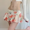 Skirts Y2k Floral Pleated Chiffon Low Waisted Mini Women Fairycore Cute Holiday Chic Summer Bohemian 2023