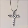 Pendants Sier Color Necklace Jewelry Women Fashion Cross Cz Crystal Zircon Stone Pendant Christmas Gift N296 Drop Delivery H Dh5S0