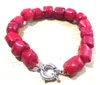 Bangle Natural Red Coral Bead Cylinder Choker Bracelet 7.5''