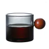 Wine Glasses 120ml Manufacturer Wholesale Glass Coffee Cup Colorful Tea Set Personal Wooden Handle