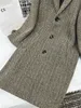 Women's Trench Coat Designer 24 Early Spring New Classic Style Polo Collar Button Design Woolen HerringBone Coat Long Dytd