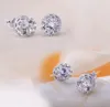 Round zircon Crystal Stud crown earrings with a crown of crown earrings 925 silvering diamond-encrusted love CA323