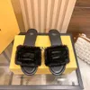 slides designer women sandals fendily Available high version 2023 new F metal square buckle slippers for wearing flat bottomed plush house